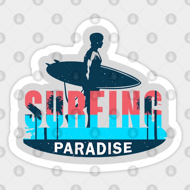 Surfing Paradise Sticker by RKP'sTees